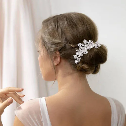 Miniatura 3 de inSowni Paquete de 32 peines laterales plateados para el cabello de boda, en forma de U y torsión, accesorios para novias, perlas de diamantes