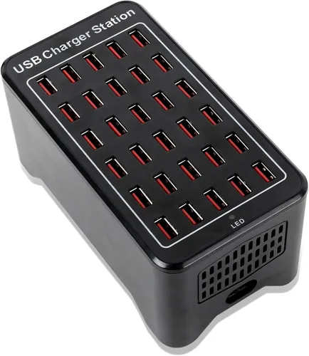 Cargador de 30 puertos, estación de carga USB, cargador rápido USB, reconocimiento de carga inteligente, adecuado para viajes, reuniones familiares,