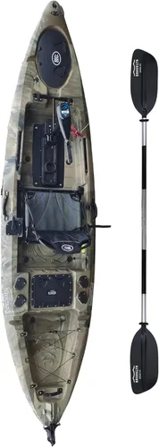 Miniatura 11 de BKC Brooklyn 12.0 Pro - Kayak de pesca individual de 12 pies manos libres, dirección de timón, casco de 70 libras, almacenamiento hermético