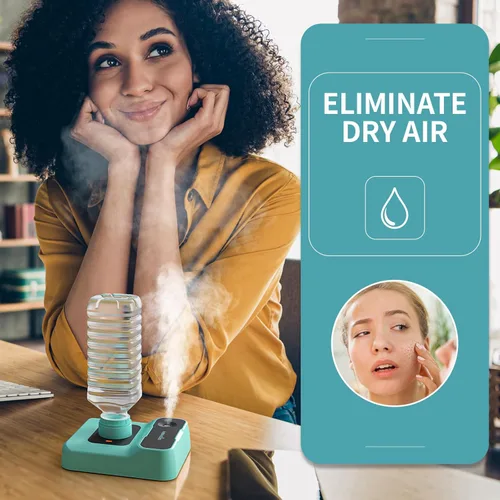 Miniatura 2 de Humidificador de viaje, pequeño humidificador portátil para plantas, dormitorio, oficina, hotel o automóvil, 5000 mAh, funciona con batería, mini