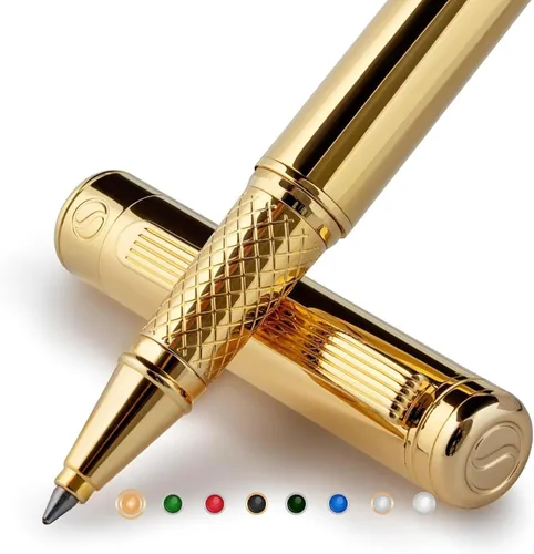 Miniatura 25 de Scriveiner – Bolígrafo roller azul medianoche, con lacado azul y acabado cromado, repuesto de tinta Schmidt, para hombres y mujeres, para 13. Azul