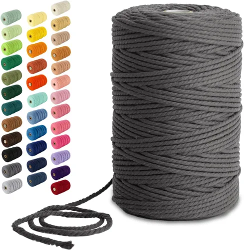 Miniatura 94 de Nook Theory - Cuerda de macramé de 3 mm, 220 yardas de cuerda de algodón, hilo de 4 mm y 5 mm, cuerda para manualidades, perfecta para colgantes