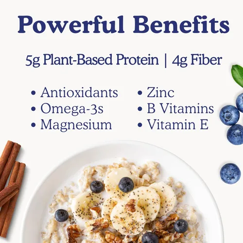Miniatura 3 de Earnest Eats Superfood Avena – Arándanos Chia Canela – Vegana, sin gluten, 0.18 oz de proteína vegetal, 0.18 oz de fibra, sin azúcar añadida, 24