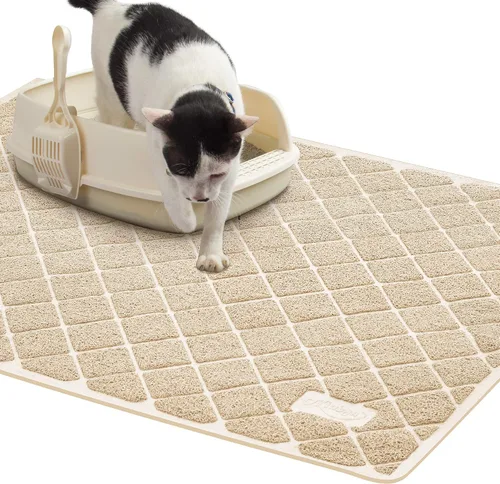 Miniatura 10 de Niubya Tapete de arena para gatos de alta calidad, tapete para caja de arena con respaldo antideslizante e impermeable, tapete suave para patas