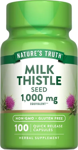 Cápsulas de extracto de cardo mariano | 1000 mg | 100 unidades | Suplemento sin OMG y sin gluten | por Nature's Truth