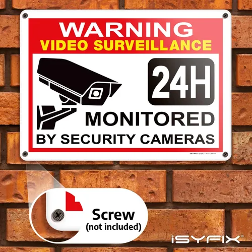 Miniatura 5 de iSYFIX Señal de advertencia de videovigilancia – 1 paquete de 14 x 10 pulgadas – 100% libre de óxido de aluminio .040, laminado para máxima
