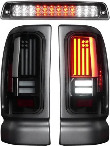 Miniatura 10 de Conjunto de luz trasera LED + tercera luz de freno para Dodge Ram 1500 1994-2001, para Dodge Ram 2500 3500 1994-2002, luces traseras y luz de freno