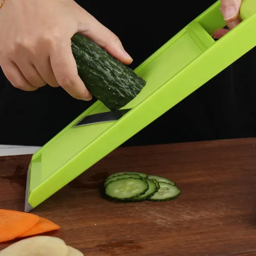 Miniatura 3 de ¿Máquina de virutas de verduras? Cortador de rallador, cortador de acero inoxidable inoxidable de mano de cocina con mango ergonómico para zanahorias