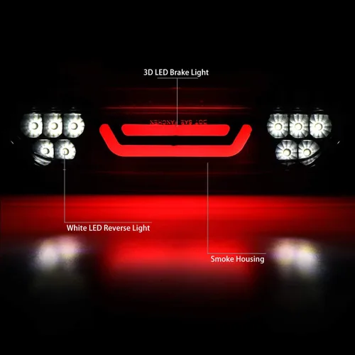 Miniatura 2 de DNA MOTORING 3BL-FM15-3D-LED-BK-SM - Tercera luz de freno LED de montaje alto con carcasa negra [compatible con Ford Mustang 15-18] Negro/humo