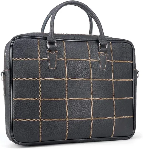 Top Grain Leather Laptop Bag Handbag Multicolor Patchwork Laptop Messenger Crossbody Shoulder Bags for Men and Women