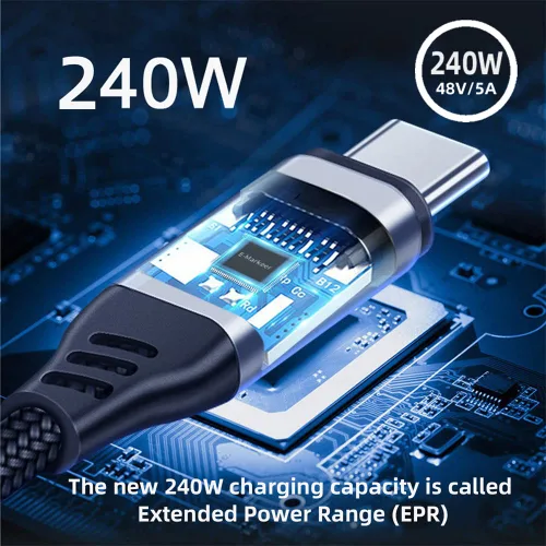 Miniatura 4 de Cable USB-C de 240 W tipo C 480 Mbps 48 V 5 A de perfil bajo en ángulo de 90 grados compatible con USB 2.0 100 W de carga para portátil, tableta