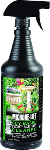 Microbe-Lift Limpiador de estatuas y baño para pájaros a base de soja, 32 onzas, seguro para pájaros, limpia estatuas de jardín, piedra, ladrillo y