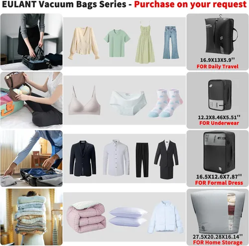Miniatura 4 de Paquete de 2 bolsas reutilizables de compresión al vacío que ahorran espacio, impermeables, profesionales, IP67, bolsas de vacío con cremallera