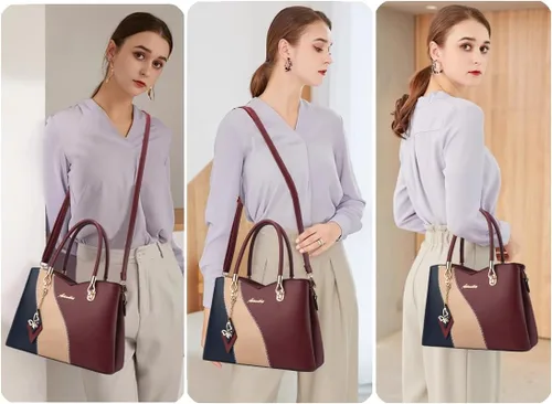 Miniatura 3 de Bolsos y carteras para mujer de DAINAOTM, bolsos estilo tote de cuero PU, cartera de señora con asa superior, bolso cruzado, bolso de hombro PU