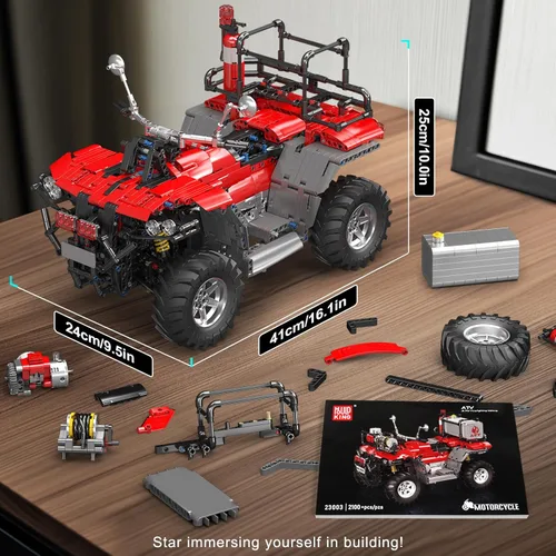 Miniatura 6 de Mould King 23003 Rescure Fire - Juego de construcción de motocicleta a control remoto con 4 motores, modelo de automóvil para construir