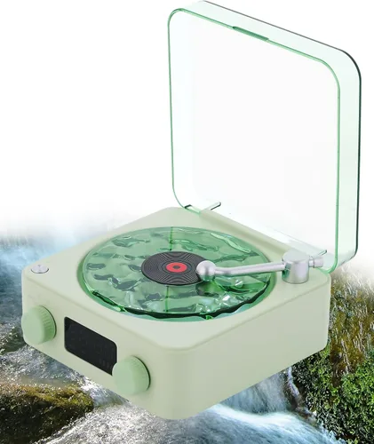 Miniatura 10 de Waves Altavoz Bluetooth de Vinilo, Estilo Reproductor de Discos de Vinilo con Ruido Blanco de Sonido Oceánico, Altavoces Bluetooth Retro con Luz