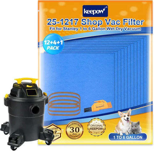 Miniatura 8 de KEEPOW Bolsa de filtro reutilizable para aspiradora húmeda/seca de 1-6 galones 25-1217, compatible con Stanley SL18129, SL18130, SL18133, SL18136