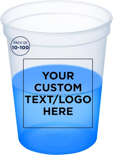 DISCOUNT PROMOS Vasos de plástico personalizados que cambian de color, 16 onzas, juego de 10/50/100, paquete a granel personalizado, reutilizable,