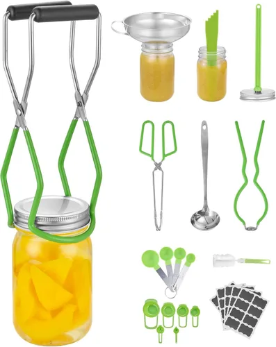 Miniatura 10 de VEVOR Kit de Suministros de Conservas para Principiantes, Kit de Baño de Agua de Acero Inoxidable de 9 Piezas, Set de Herramientas de Conservas