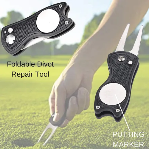 Miniatura 6 de Kit de accesorios de golf – Incluye toalla, soporte para bolas, cepillo, herramienta de reparación de Divot, 2 plantillas de alineación de bolas