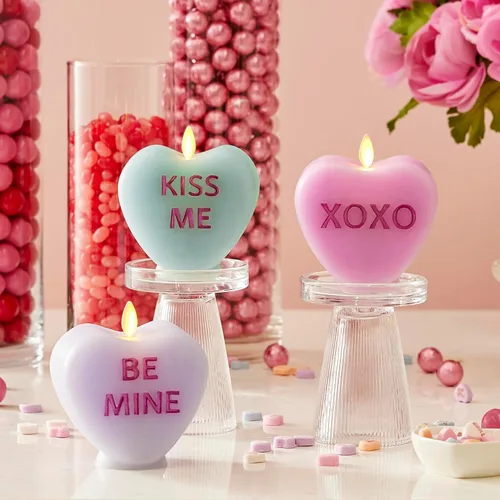 Miniatura 7 de Luminara Candy Heart XOXO Vela de Orquídea Pastel - Sin Llama, Llama Real, Romántica, Funciona con Pilas, Decoración LED - Colección del Día de San