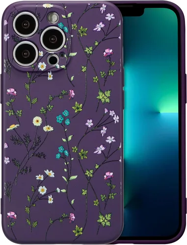 Miniatura 43 de RALEAVO Funda Floral para iPhone 12, Cubierta de Silicona Líquida con Bonito Patrón de Rama de Flores para Niñas y Mujeres, Funda Protectora de Goma