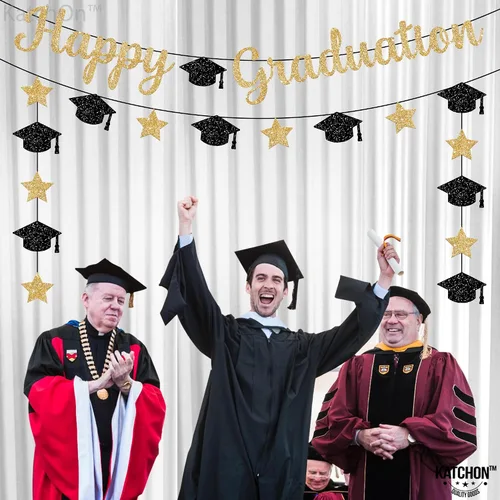 Miniatura 4 de Cartel de feliz graduación con purpurina – No DIY, pre-encordado Cartel de feliz graduación para decoraciones de fiesta de graduación 2026
