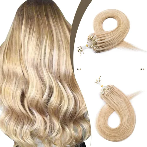 Miniatura 59 de SEGO Extensiones de cabello humano con micro cuentas, extensiones de cabello humano con micro bucle, lacio, natural, fusión fría, 1.76 oz/paquete