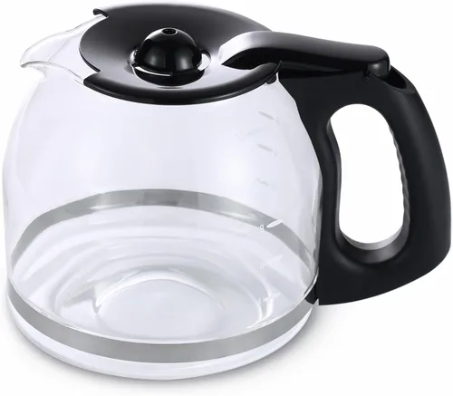 Jarra de repuesto de vidrio de 12 tazas para Mr. Coffee modelo #SK12, SK13, EHX23, JWX31, SJX23, SJX39 (negro, reemplaza PLD12-RB)