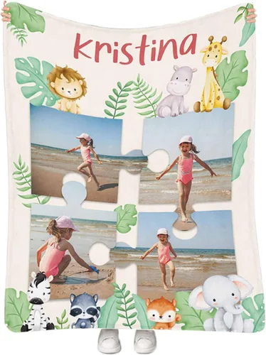 Miniatura 11 de Manta personalizada para niñas con nombre, manta personalizada de perezoso y mariposa, manta de forro polar suave para recién nacidos, baby shower
