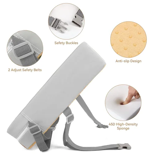 Miniatura 2 de Asiento elevador para niños pequeños para silla de cocina, mesa de comedor, lavable, grueso, resistente, silla elevadora portátil para niños Gris