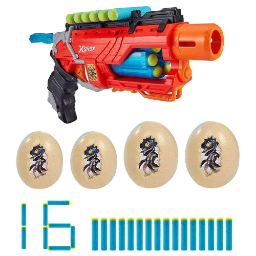 Miniatura 2 de XSHOT ZURU (4866) - Lanzador de dardos de espuma Dino Attack Dino Striker (16 dardos, 4 huevos)