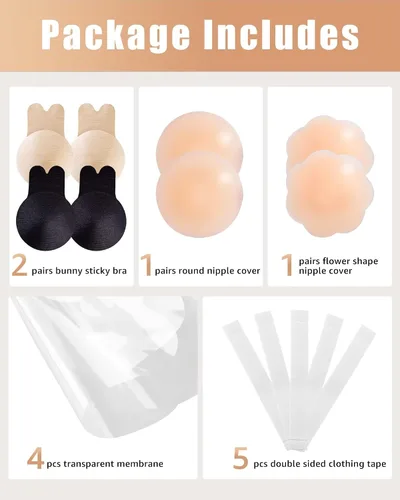 Miniatura 5 de Adhesive Bra Sticky Bra 5 Pair Push Up Sticky Boobs for Women Invisible Silicone Bras for Backless Strapless Dress