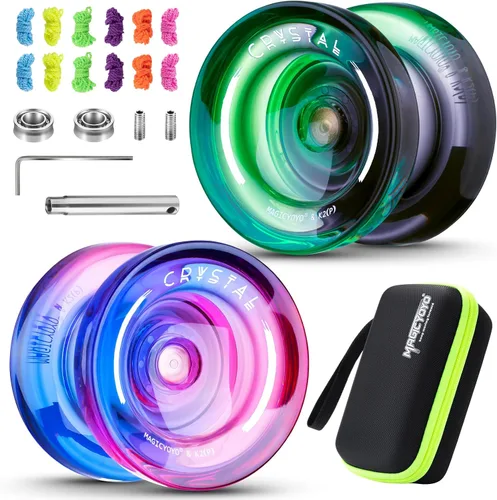 Miniatura 13 de MAGICYOYO Yo Yo de Cristal Profesional K2, Yoyo Responsivo para Niños de 8-12, Yo-yo de Plástico con Giro de Dedo para Trucos con Rodamiento No