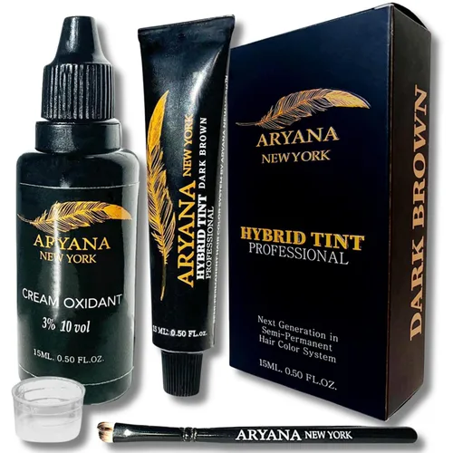 ARYANA NEW YORK Kit profesional de color híbrido | Para colorear manchas profesional | Color de cabello crema con efecto natural (marrón oscuro)
