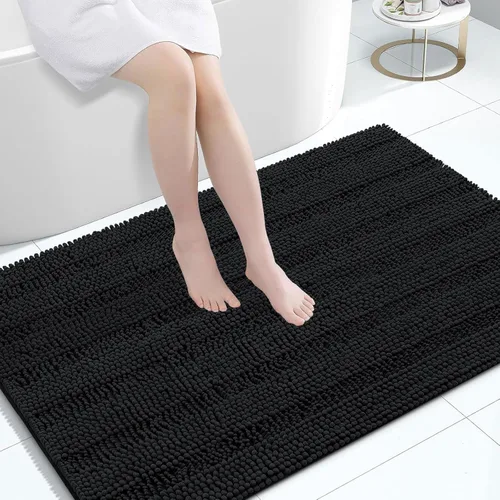Miniatura 265 de Grandaily Alfombras de baño de felpilla a rayas de 24 x 16 pulgadas, extra gruesas y suaves, absorbentes, parte trasera de goma, alfombra de ducha
