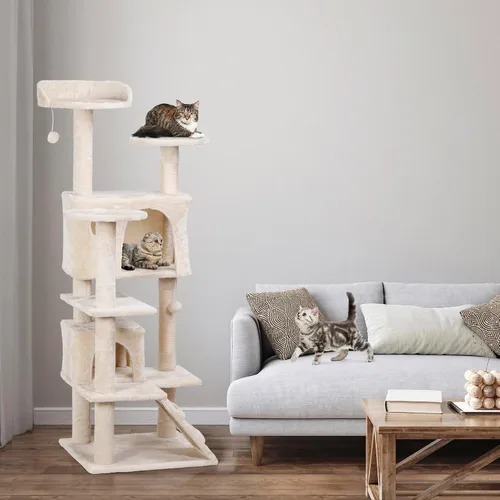 Miniatura 6 de Árbol de 54 pulgadas para gatos de interior, varios niveles, torre de condominio, muebles, casa de juegos para gatitos con postes rascadores
