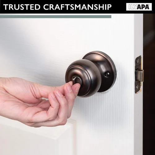 Miniatura 3 de Ilyapa - Pomo de puerta para interiores del hogar, manija redonda para puerta sin llave, color bronce aceitado Oil Rubbed Bronze
