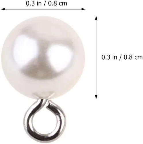 Miniatura 2 de Exceart 100 dijes colgantes de perlas de plástico, cuentas redondas de perlas de imitación para manualidades, aretes, collares, accesorios
