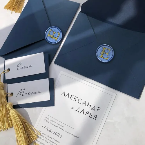 Miniatura 5 de 25 calcomanías de sello de cera doradas y azules hechas a mano con hojas botánicas vintage, calcomanías de cera para invitaciones de fiesta de boda