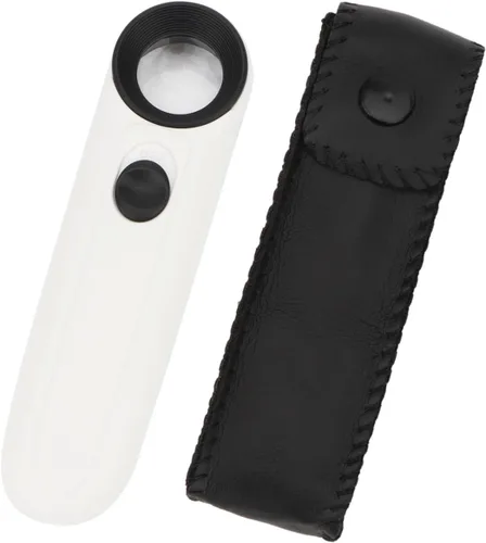 Rongon Lupa de mano 40X de alta potencia de mano iluminada lupa joyero ojo joyería lupa caso de cuero para leer mapas joyería reloj herramienta de