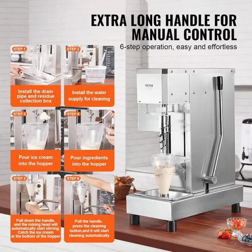 Miniatura 6 de VEVOR Máquina de mezcla de yogur congelado 400W, ajuste de velocidad continuo,Mezcladora de helado de batido de yogur 4200RPM