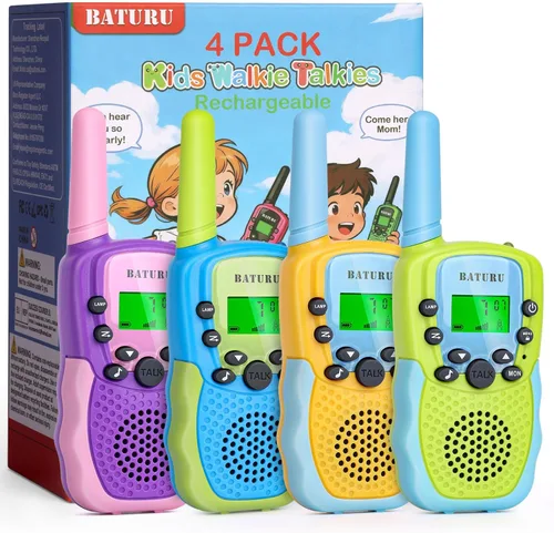 Miniatura 10 de Baturu Walkie Talkies para niños, paquete de 3, regalos para niños y niñas, juguetes de 5-10 años de edad Azul Amarillo Verde Rosa