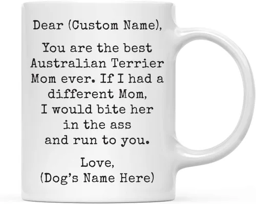 Miniatura 26 de Andaz Press Taza de café personalizada divertida con texto en inglés "Dog Mom", regalo de broma para la mejor mamá de perro cocker spaniel, muerde