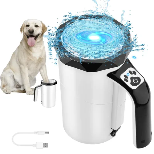 MYPIN Limpiador automático recargable de patas de perro, color negro, taza portátil para lavadora de patas de mascotas con cepillo de silicona
