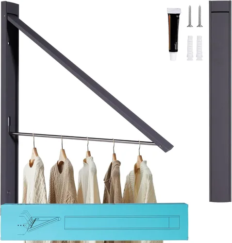 Ithywat Estante de secado de ropa retráctil, ahorro de espacio, colgador plegable montado en la pared para lavandería, organización de Gris