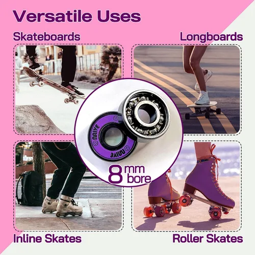 Miniatura 3 de Rodamientos para Patines 8mm Paquete de 16, Rodamientos de Precisión 608 para Patines en Línea Quad, Patinaje en Derby, Monopatín, Longboard
