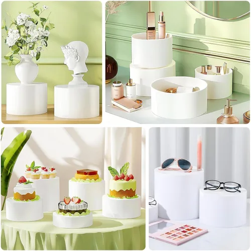 Miniatura 4 de Efavormart - Juego de 5 soportes acrílicos para tartas de 8.5 pulgadas, 9 pulgadas, 10 pulgadas, 11 pulgadas, 12 pulgadas, diseño de cilindro