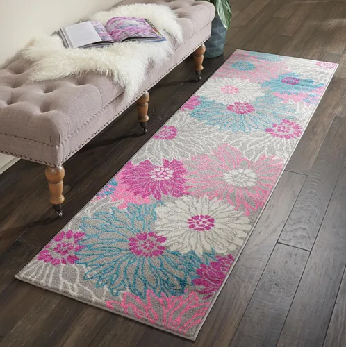 Miniatura 13 de Nourison Passion - Alfombra azul, de 6 pies, 7 pulgadas x 9 pies, 6 pulgadas, floral, campestre, fácil de limpiar, no desprende pelo