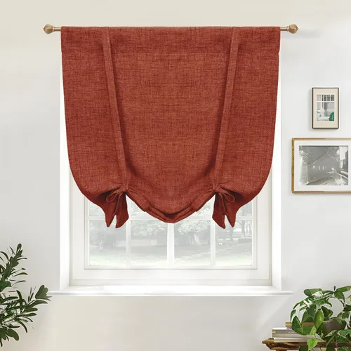 Miniatura 48 de DriftAway - Cortinas de Lino con Doble Capa, Blackout, de Atar, con Aislaje Térmico, Totalmente Forradas, Estilo Globo Romano, para Baño, con Lino